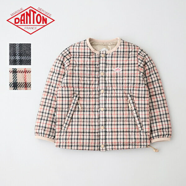 ダントンキッズインナーダウンクルージャケット(チェック)(DT-A0047NNP)PRINTPOLYESTERTAFFETAKIDSINNERDOWNCREWNECKJACKETDANTON(キッズ)【2024秋冬】*送料無料*【後払い決済不可】*