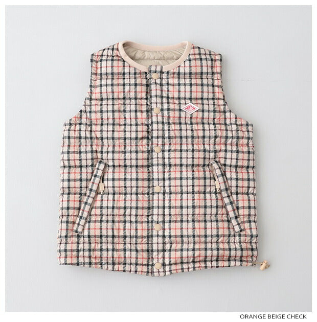 ダントンキッズインナーダウンクルーベスト(チェック)(DT-A0048NNP)PRINTPOLYESTERTAFFETAKIDSINNERDOWNCREWNECKVESTDANTON(レディース)【2024秋冬】*送料無料*【後払い決済不可】*