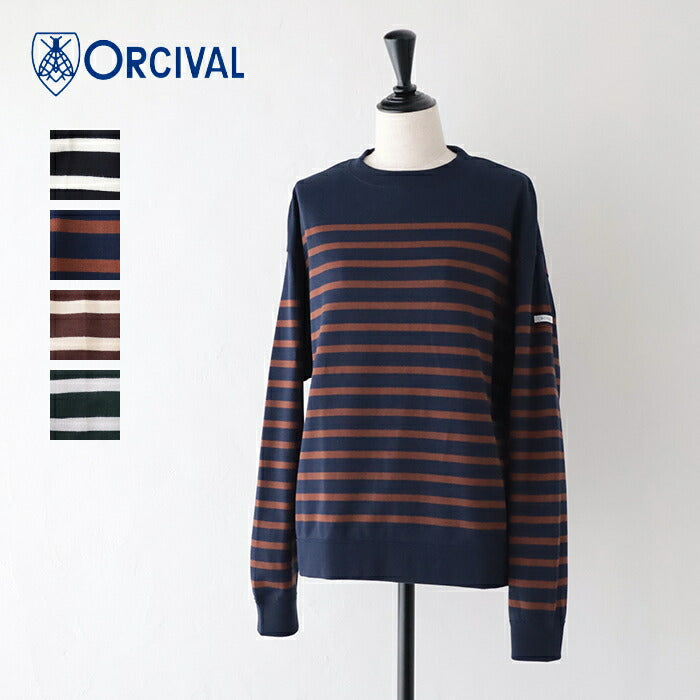 オーシバルコットンパネルボーダー長袖Tシャツ(OR-C0344PNB)PANELBORDERL/SSWEATORCIVAL(レディース/メンズ)【2024秋冬】*送料無料*【後払い決済不可】*