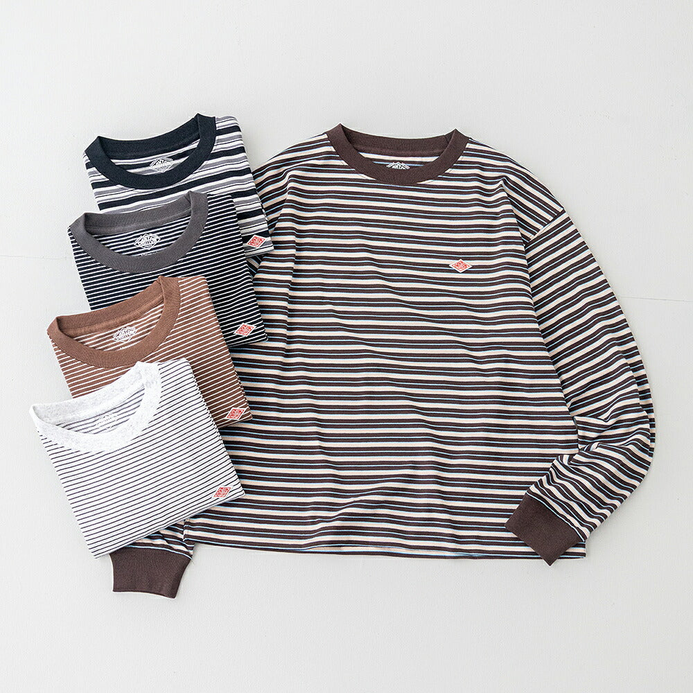ダントン クルーネック ボーダー長袖Tシャツ (DT-C0269 TCB) T/C OPEN END JERSEY LONG SLEEVE T-SHIRT DANTON(レディース)
