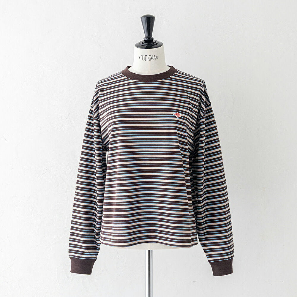 ダントン クルーネック ボーダー長袖Tシャツ (DT-C0269 TCB) T/C OPEN END JERSEY LONG SLEEVE T-SHIRT DANTON(レディース)