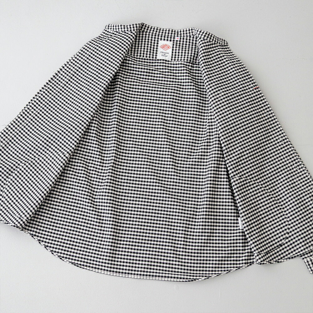 ダントン オックスフォード バンドカラー長袖シャツ (DT-B0280 OXP) OXFORD PLAID BAND COLLAR SHIRT L/S DANTON(メンズ)
