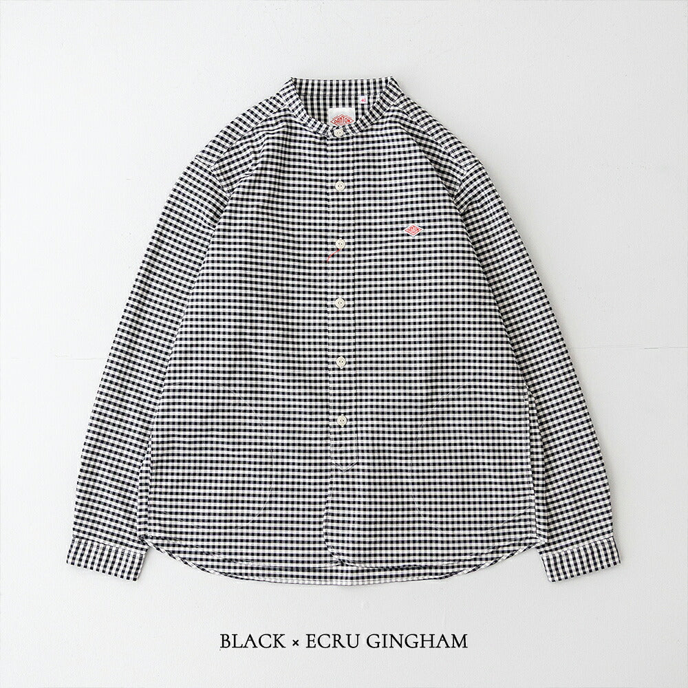 ダントン オックスフォード バンドカラー長袖シャツ (DT-B0280 OXP) OXFORD PLAID BAND COLLAR SHIRT L/S DANTON(メンズ)