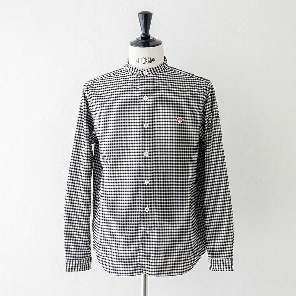 ダントン オックスフォード バンドカラー長袖シャツ (DT-B0280 OXP) OXFORD PLAID BAND COLLAR SHIRT L/S DANTON(メンズ)