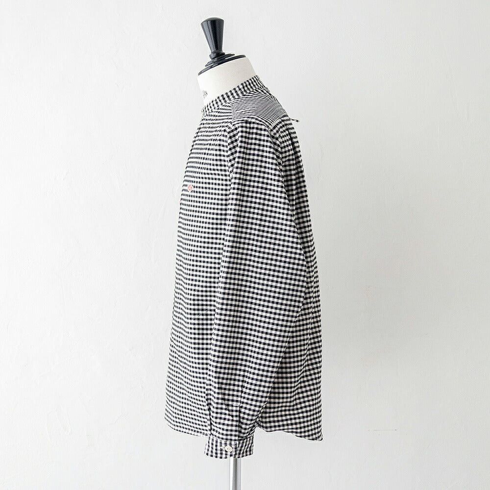 ダントン オックスフォード バンドカラー長袖シャツ (DT-B0280 OXP) OXFORD PLAID BAND COLLAR SHIRT L/S DANTON(メンズ)