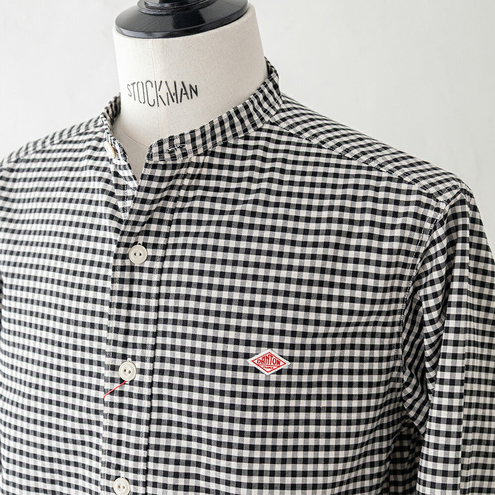 ダントン オックスフォード バンドカラー長袖シャツ (DT-B0280 OXP) OXFORD PLAID BAND COLLAR SHIRT L/S DANTON(メンズ)