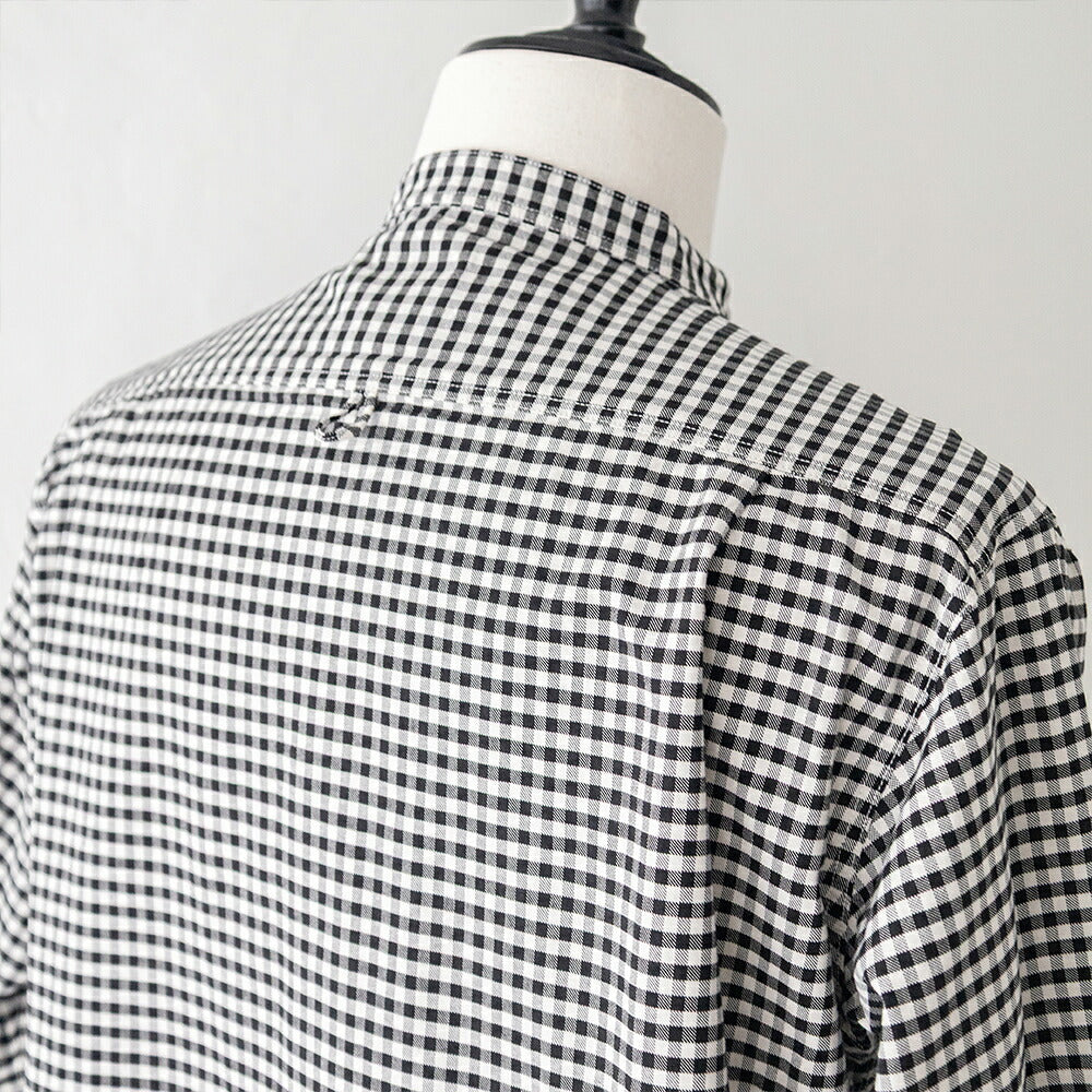 ダントン オックスフォード バンドカラー長袖シャツ (DT-B0280 OXP) OXFORD PLAID BAND COLLAR SHIRT L/S DANTON(メンズ)