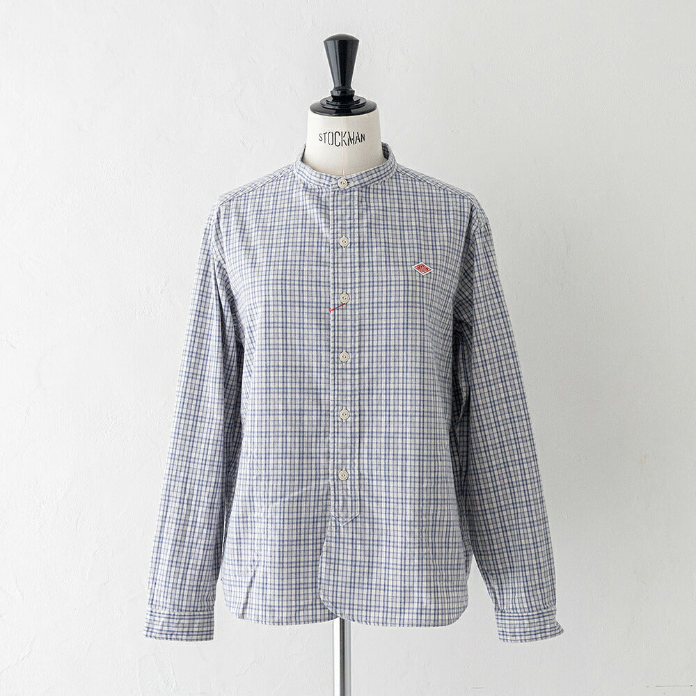 ダントン ブラッシュド ツイル チェック バンドカラー 長袖シャツ (DT-B0279 KTW) BRUSHED TWILL CHECK BAND COLLAR SHIRT L/S DANTON(レディース)