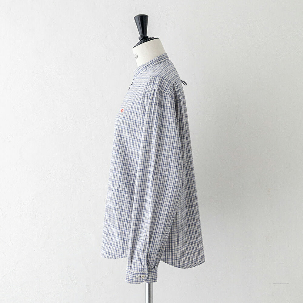 ダントン ブラッシュド ツイル チェック バンドカラー 長袖シャツ (DT-B0279 KTW) BRUSHED TWILL CHECK BAND COLLAR SHIRT L/S DANTON(レディース)