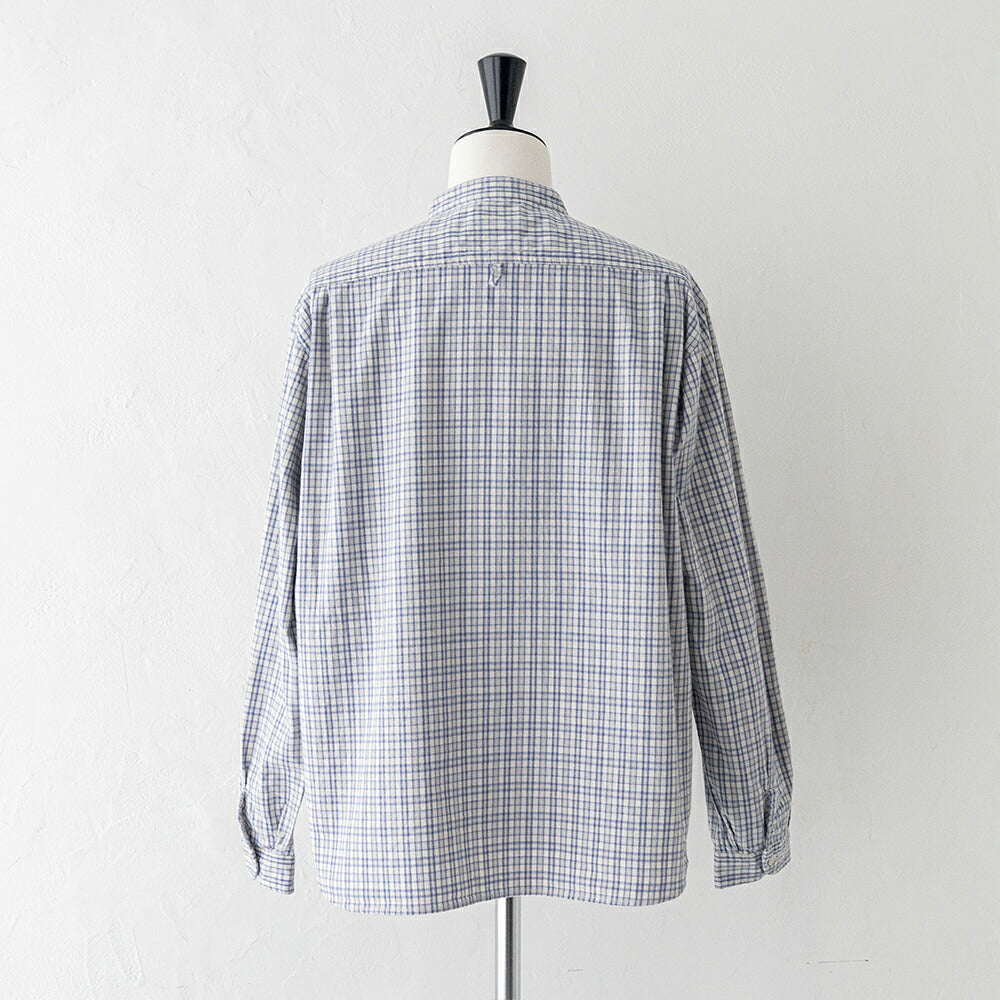 ダントン ブラッシュド ツイル チェック バンドカラー 長袖シャツ (DT-B0279 KTW) BRUSHED TWILL CHECK BAND COLLAR SHIRT L/S DANTON(レディース)