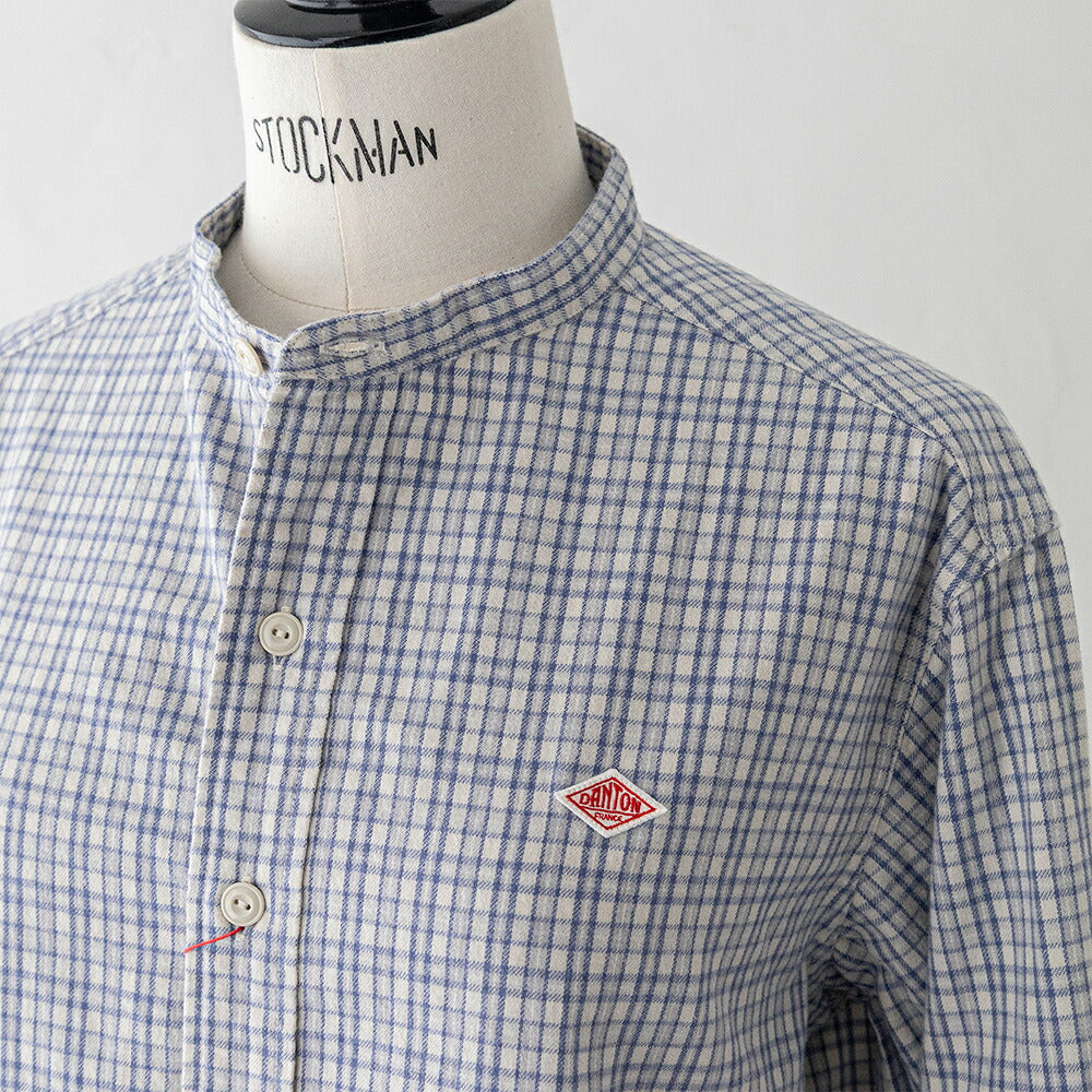 ダントン ブラッシュド ツイル チェック バンドカラー 長袖シャツ (DT-B0279 KTW) BRUSHED TWILL CHECK BAND COLLAR SHIRT L/S DANTON(レディース)