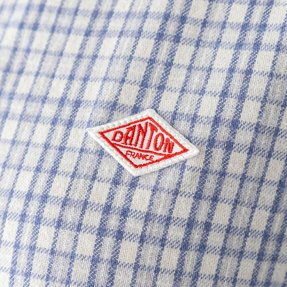 ダントン ブラッシュド ツイル チェック バンドカラー 長袖シャツ (DT-B0279 KTW) BRUSHED TWILL CHECK BAND COLLAR SHIRT L/S DANTON(レディース)
