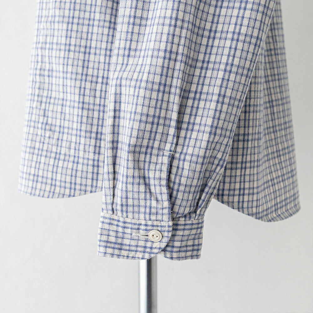 ダントン ブラッシュド ツイル チェック バンドカラー 長袖シャツ (DT-B0279 KTW) BRUSHED TWILL CHECK BAND COLLAR SHIRT L/S DANTON(レディース)