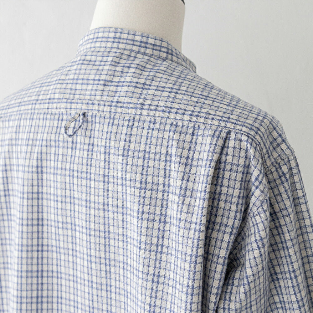 ダントン ブラッシュド ツイル チェック バンドカラー 長袖シャツ (DT-B0279 KTW) BRUSHED TWILL CHECK BAND COLLAR SHIRT L/S DANTON(レディース)