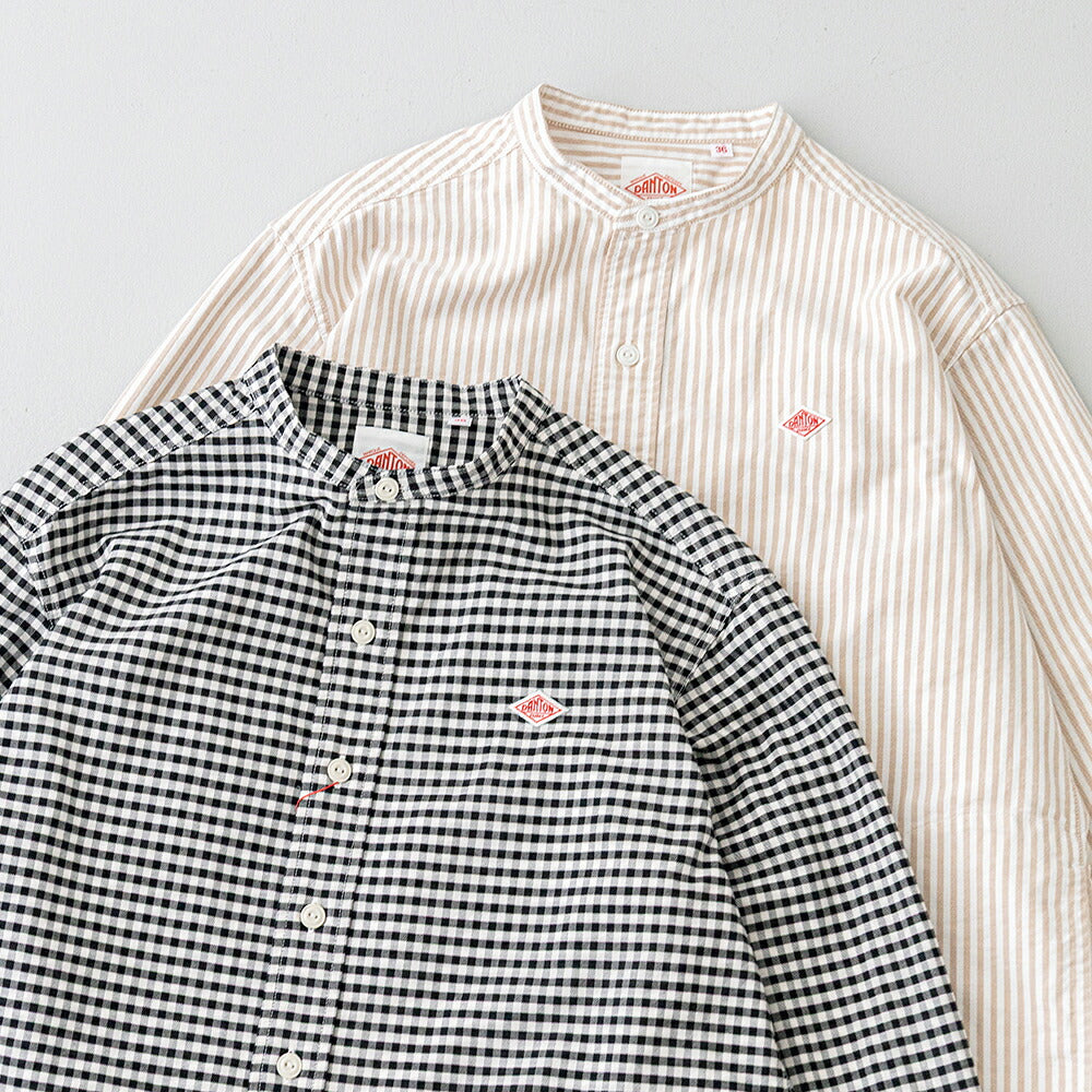 ダントン オックスフォード バンドカラー長袖シャツ (DT-B0279 OXP) OXFORD PLAID BAND COLLAR SHIRT L/S DANTON(レディース)