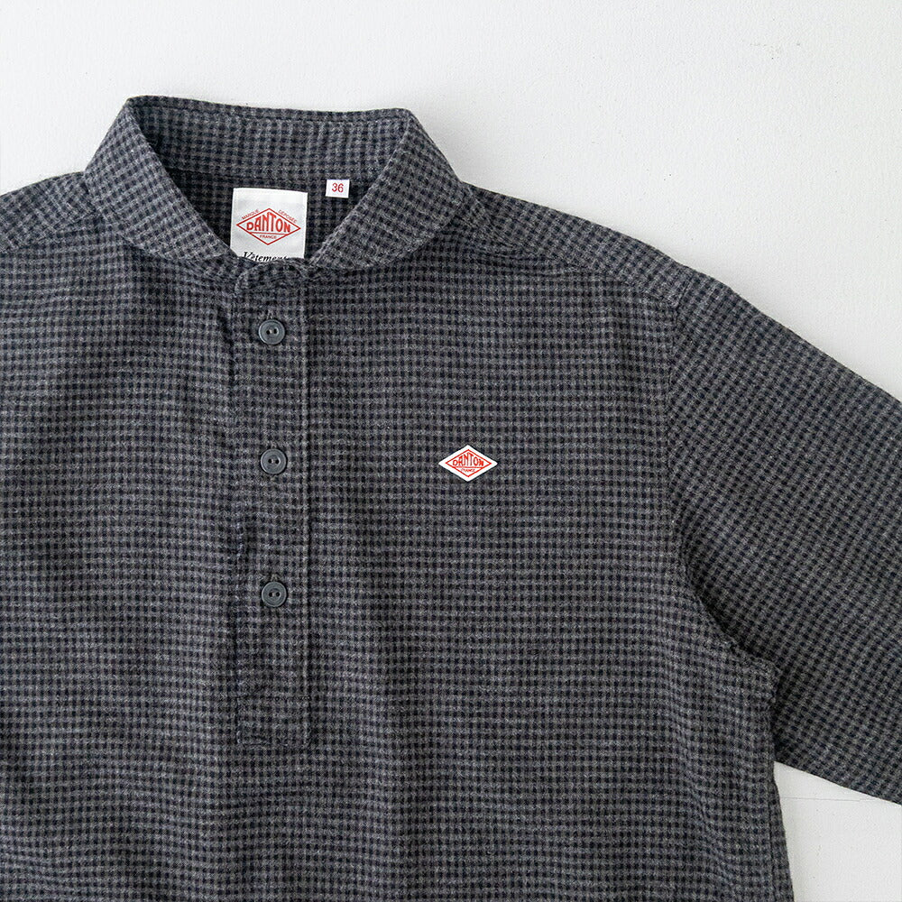 ダントン コットンフランネル チェック ラウンドカラー プルオーバーシャツ (DT-B0281 CHK) FLANNEL ROUND COLLAR P.O SHIRT L/S DANTON(レディース)