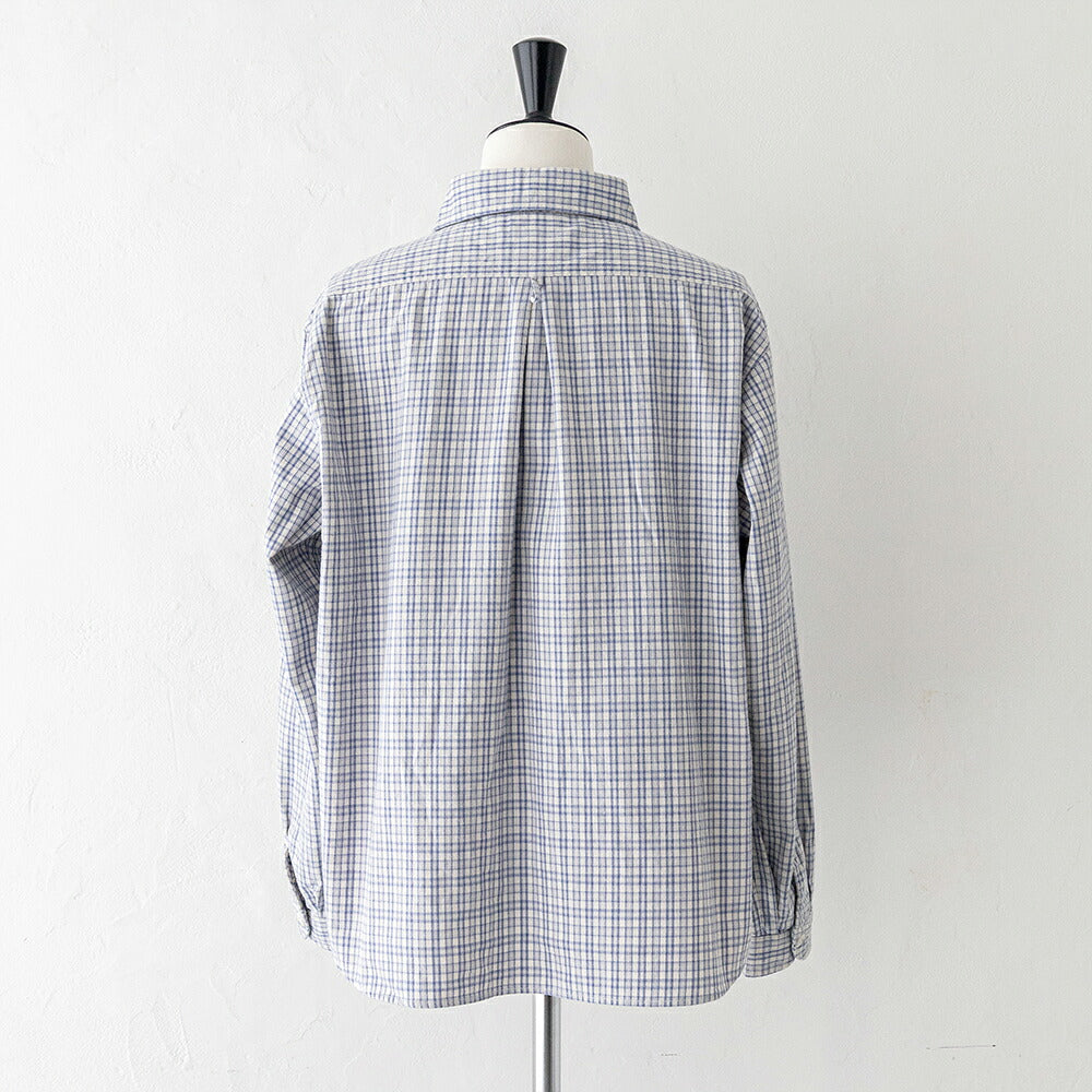 ダントン ブラッシュド ツイル チェック ラウンドカラー プルオーバー 長袖シャツ (DT-B0281 KTW) BRUSHED TWILL CHECK ROUND COLLAR P.O SHIRT L/S DANTON(レディース)