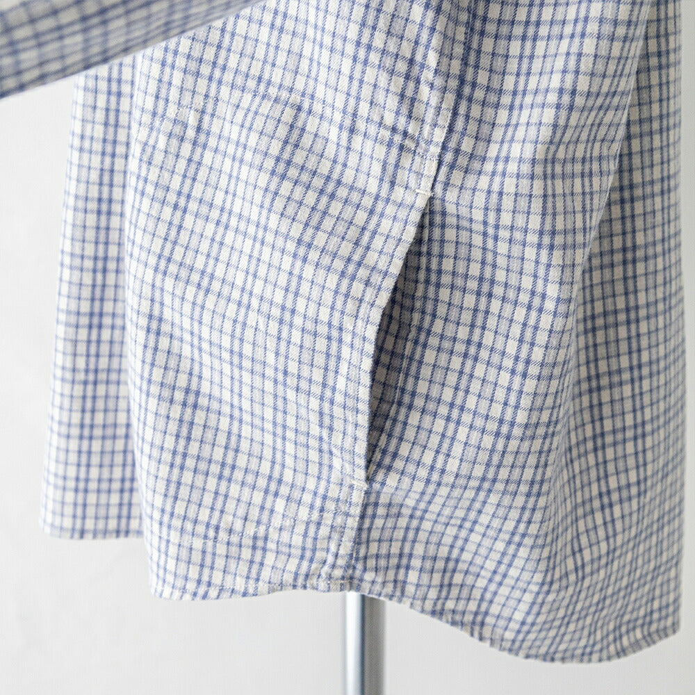 ダントン ブラッシュド ツイル チェック ラウンドカラー プルオーバー 長袖シャツ (DT-B0281 KTW) BRUSHED TWILL CHECK ROUND COLLAR P.O SHIRT L/S DANTON(レディース)