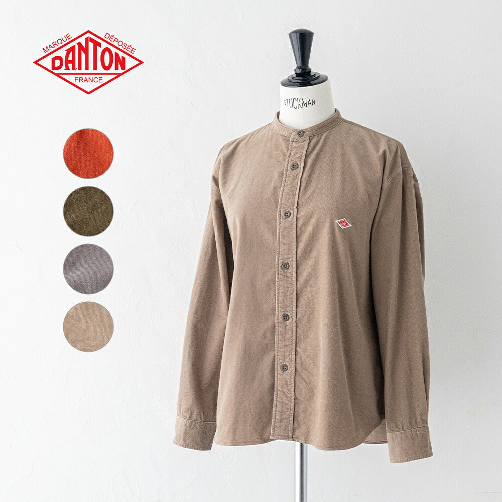 ダントン コーデュロイ バンドカラー長袖シャツ (DT-B0290 MCD) 21WALE CORDUROY BAND COLLAR SHIRT L/S DANTON(レディース)