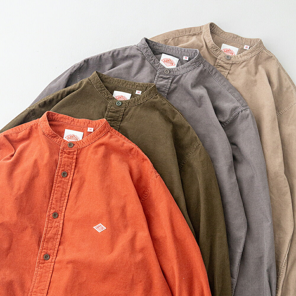 ダントン コーデュロイ バンドカラー長袖シャツ (DT-B0290 MCD) 21WALE CORDUROY BAND COLLAR SHIRT L/S DANTON(レディース)