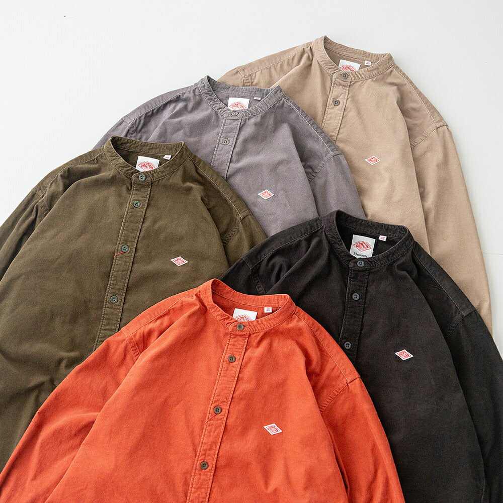 ダントン コーデュロイ バンドカラー長袖シャツ (DT-B0291 MCD) 21WALE CORDUROY BAND COLLAR SHIRT L/S DANTON(メンズ)