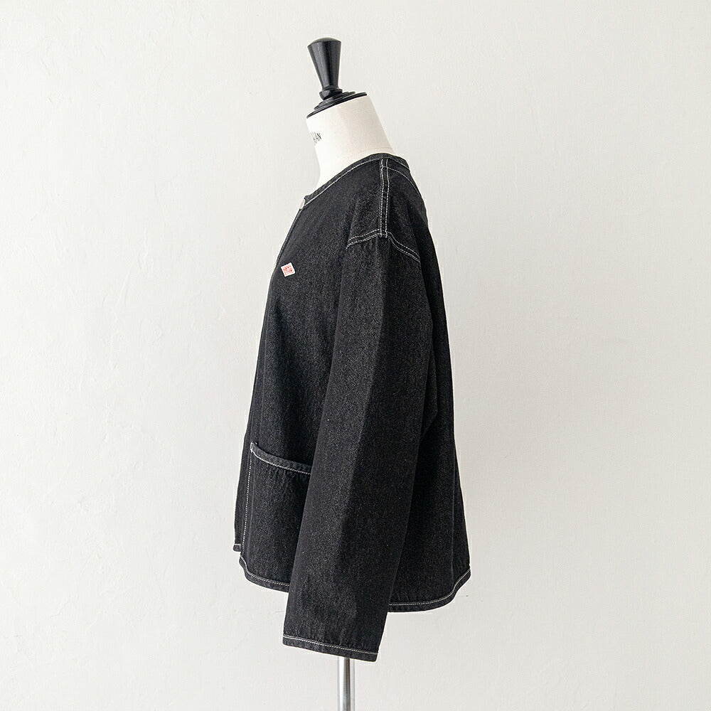 ダントン コットンデニム カラーレスジャケット (DT-B0397 SOU) 10OZ DENIM CREW NECK JACKET DANTON(レディース)