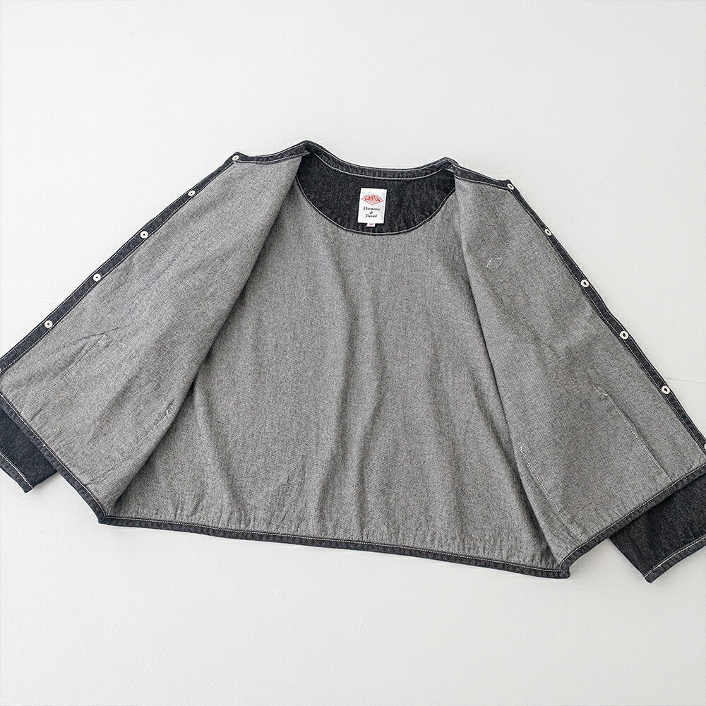 ダントン コットンデニム カラーレスジャケット (DT-B0397 SOU) 10OZ DENIM CREW NECK JACKET DANTON(レディース)