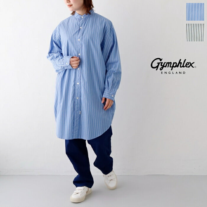 ジムフレックスライトデニムバンドカラーシャツワンピース(J-1363SDM)LIGHTDENIMBANDCOLLARSHIRTDRESSGymphlex(レディース)【2023春夏】*送料無料*【後払い決済不可】【ポイント10倍】期間限定5/911:00〜5/181:59