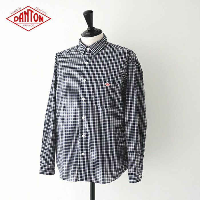 ダントンオックスフォードバンドカラーシャツ(DT-B0280OXP)OXFORDPLAIDBANDCOLLARSHIRTL/SDANTON(メンズ)【2024春夏】*送料無料*【後払い決済不可】*