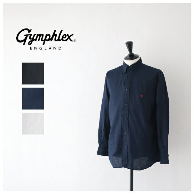 ジムフレックスリネンクロスB/Dシャツ(GY-B0196KLS)LINENCLOTHB.D.SHIRTL/SGymphlex(メンズ)【2024春夏】*送料無料*【後払い決済不可】*