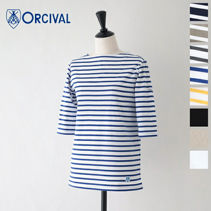 オーシバルコットンボートネック5分袖Tシャツ(OR-C0136BFJ)40/2JERSEYBOATNECKH/SP.O.ORCIVAL(レディース)【2024春夏】*送料無料*【後払い決済不可】*