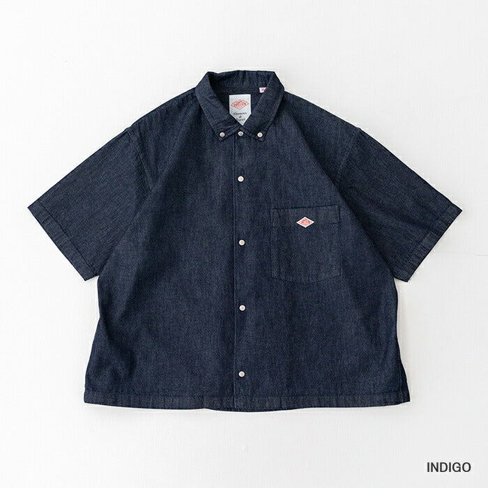 ダントンデニムダンガリードットボタンボタンダウン半袖シャツ(DT-B0336DUG)DENIMDUNGAREEDOTBUTTONB.D.SHORTSHIRTS/SDANTON(レディース)【2025春夏】*送料無料*【後払い決済不可】*