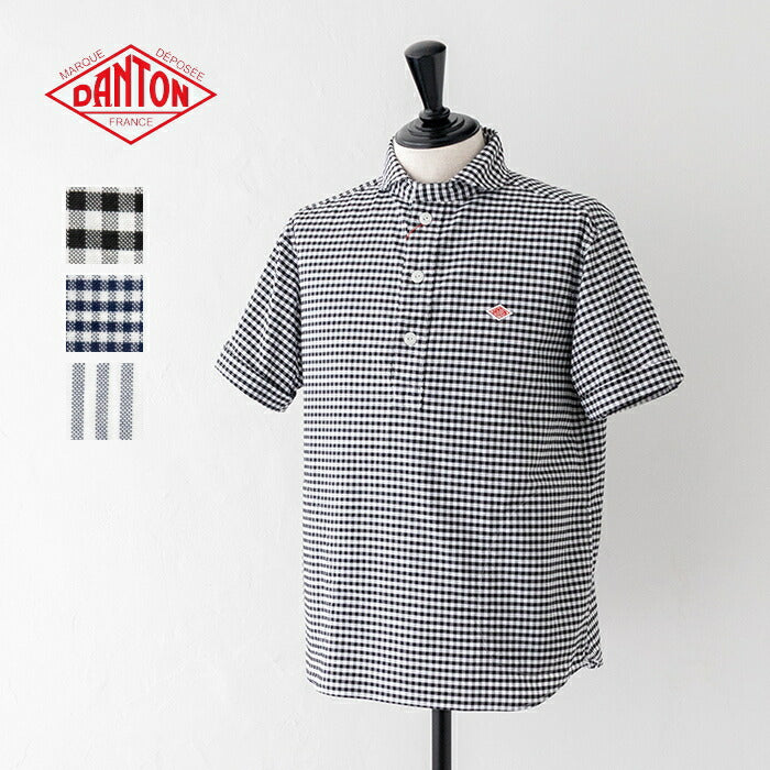 ダントンオックスフォード丸襟半袖プルオーバーシャツ(DT-B0284OXP)OXFORDPLAIDROUNDCOLLARP.OSHIRTS/SDANTON(メンズ)【2024春夏】*送料無料*【後払い決済不可】*