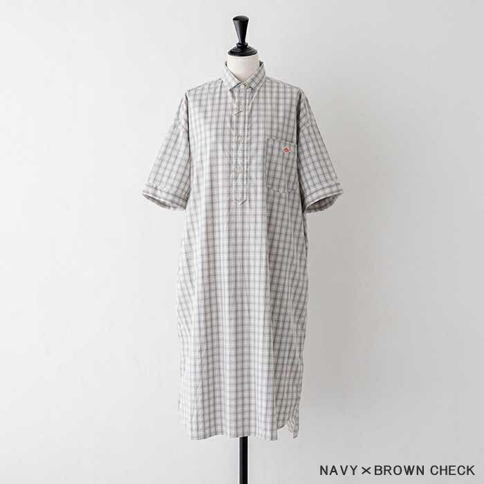 ダントンコットン半袖シャツチェックワンピース(JD-3655CPP)COTTONPOPLINPLAIDP.ODRESSS/SDANTON(レディース)【2025春夏】*送料無料*【後払い決済不可】*