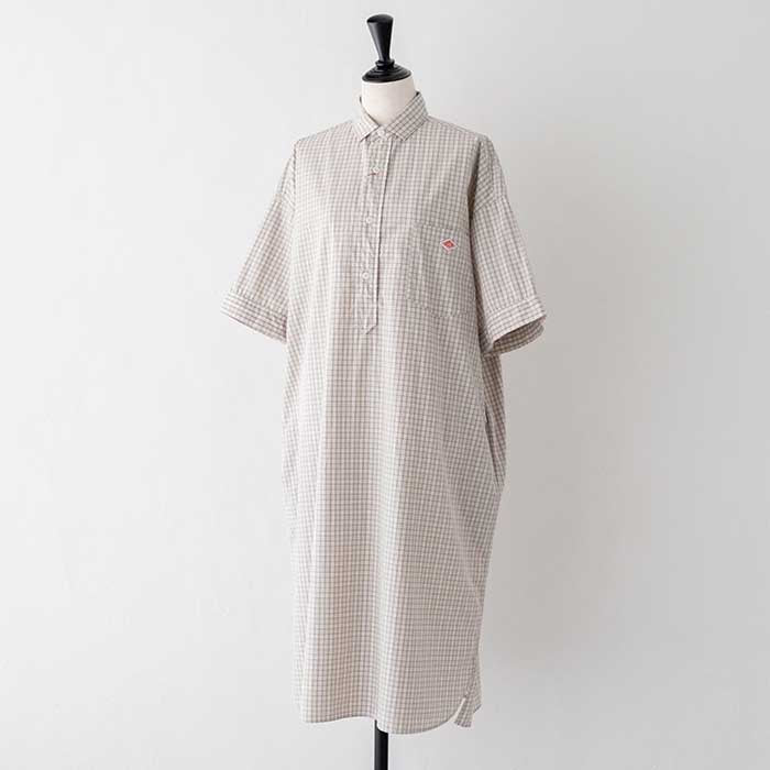 ダントンコットン半袖シャツチェックワンピース(JD-3655CPP)COTTONPOPLINPLAIDP.ODRESSS/SDANTON(レディース)【2024春夏】*送料無料*【後払い決済不可】*