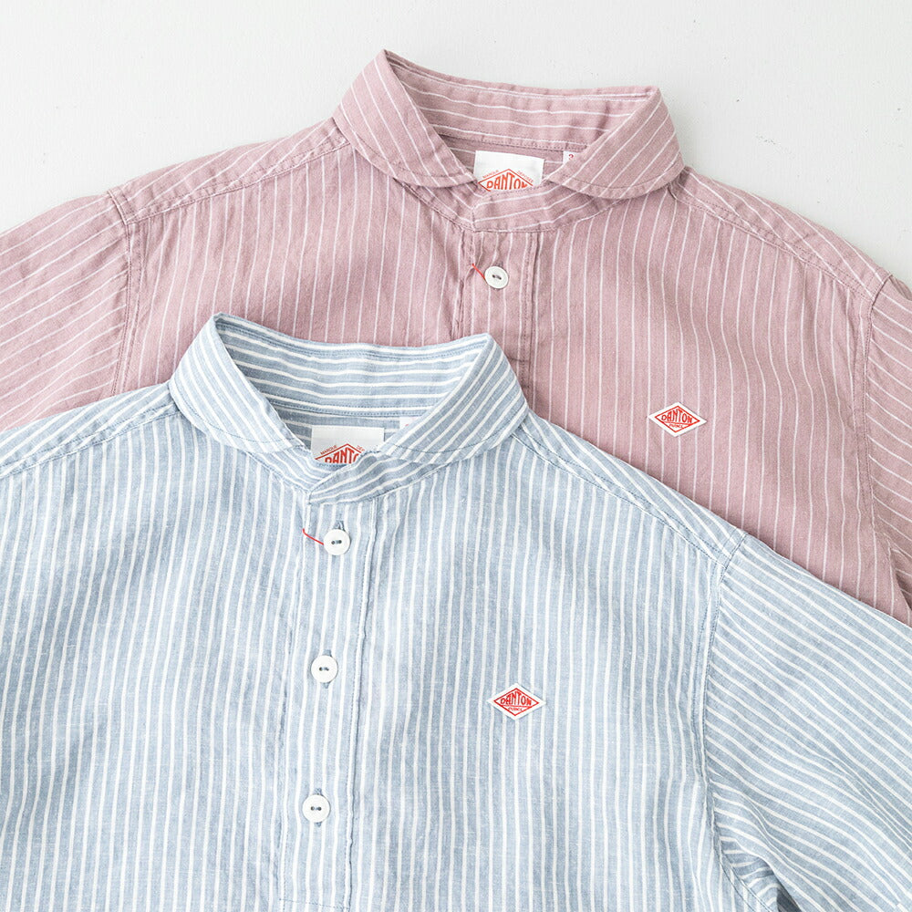 ダントンリネンコットン丸襟半袖プルオーバーシャツ(DT-B0283LCT)L/CSTRIPEROUNDCOLLARP.OSHIRTS/SDANTON(レディース)【2026春夏】*送料無料*【後払い決済不可】*