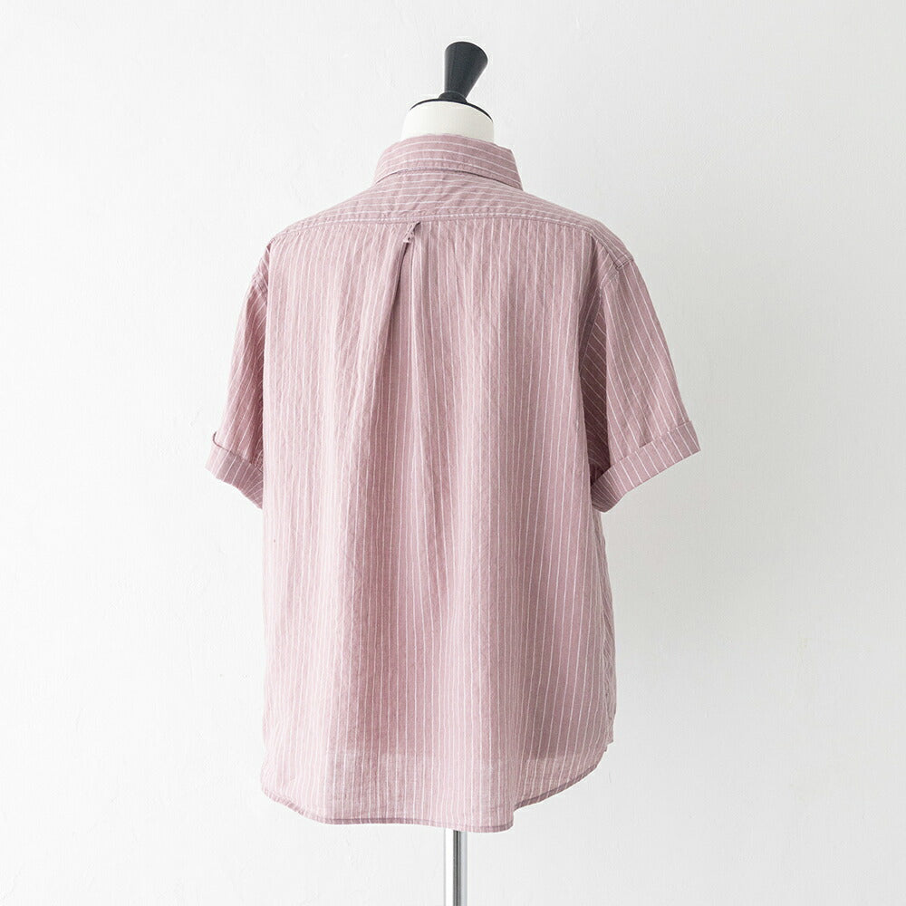 ダントンリネンコットン丸襟半袖プルオーバーシャツ(DT-B0283LCT)L/CSTRIPEROUNDCOLLARP.OSHIRTS/SDANTON(レディース)【2026春夏】*送料無料*【後払い決済不可】*