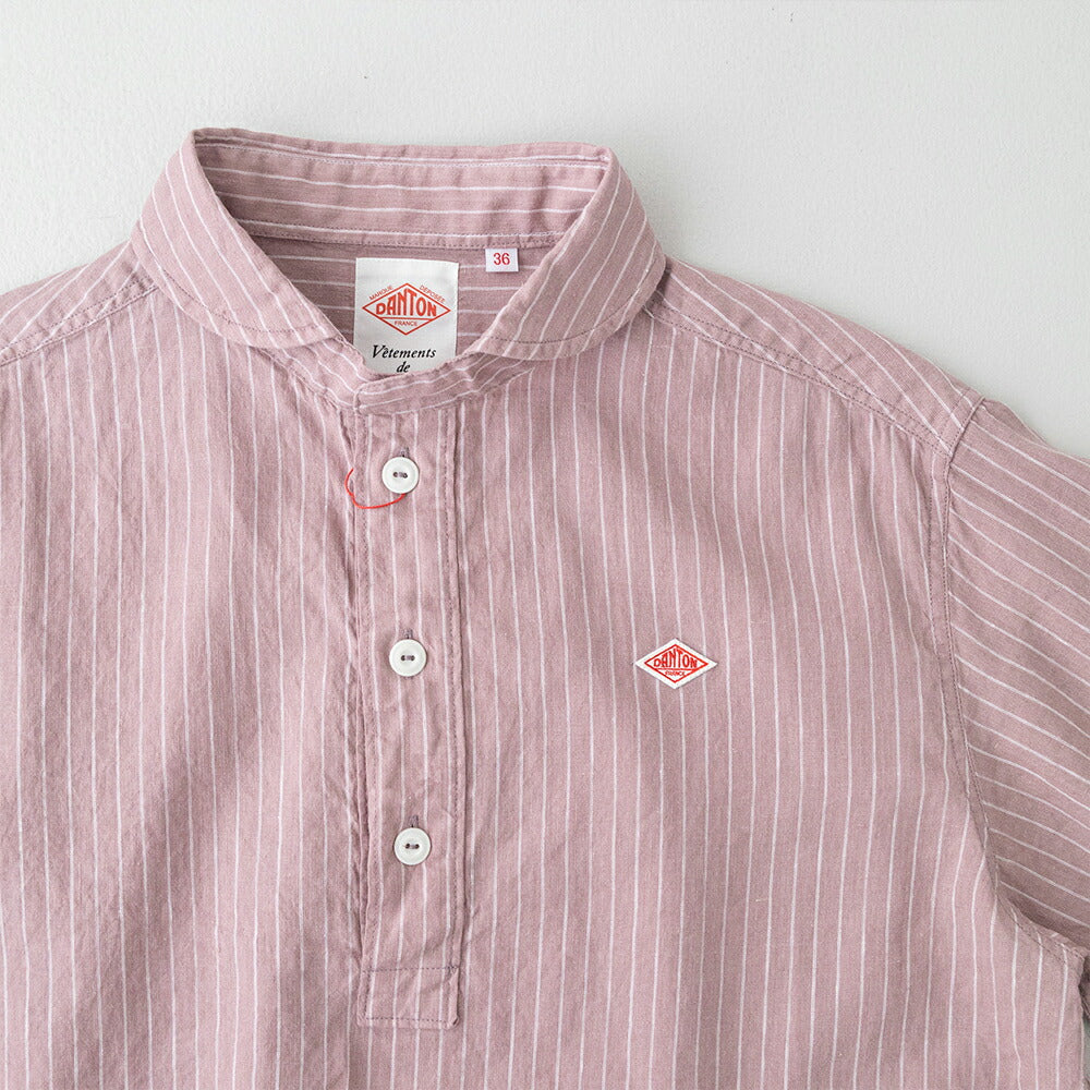 ダントンリネンコットン丸襟半袖プルオーバーシャツ(DT-B0283LCT)L/CSTRIPEROUNDCOLLARP.OSHIRTS/SDANTON(レディース)【2026春夏】*送料無料*【後払い決済不可】*