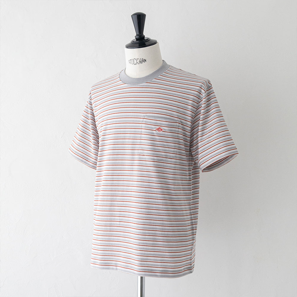 コットンポリエステル<br> ボーダーポケットTシャツ <br>(DT-C0198 TCB)<br>(メンズ)