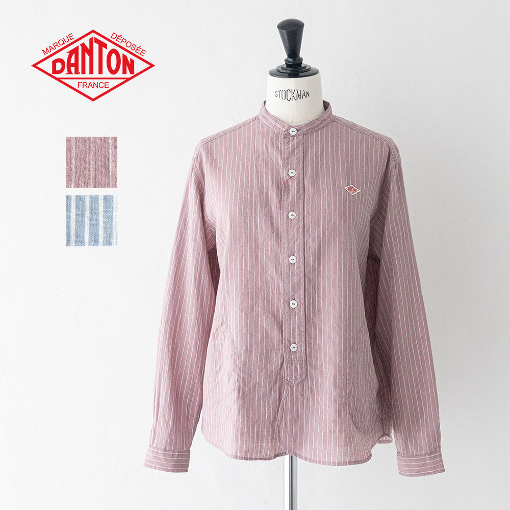 リネンコットン <BR>ストライプ<BR> バンドカラー シャツ L/S <BR>(DT-B0279 LCT) <BR>(レディース)<BR>【2026春夏】