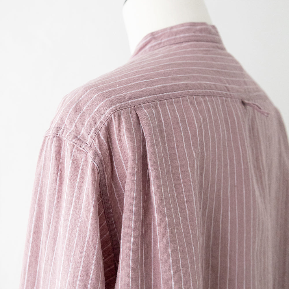 リネンコットン <BR>ストライプ<BR> バンドカラー シャツ L/S <BR>(DT-B0279 LCT) <BR>(レディース)<BR>【2026春夏】