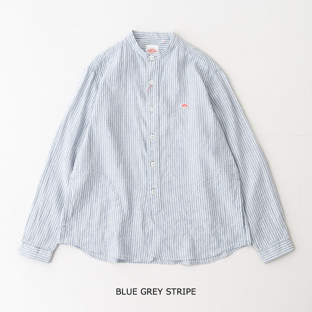 リネンコットン <BR>ストライプ <BR>バンドカラー シャツ L/S<BR> (DT-B0280 LCT)<BR> (メンズ)<BR>【2026春夏】