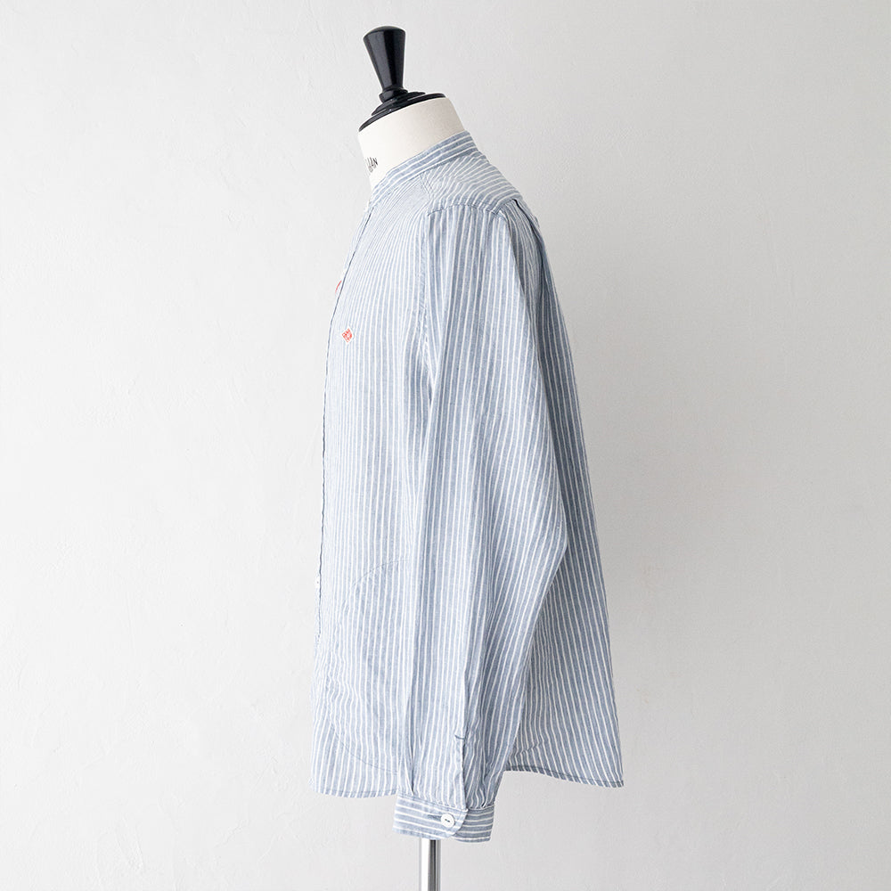 リネンコットン <BR>ストライプ <BR>バンドカラー シャツ L/S<BR> (DT-B0280 LCT)<BR> (メンズ)<BR>【2026春夏】