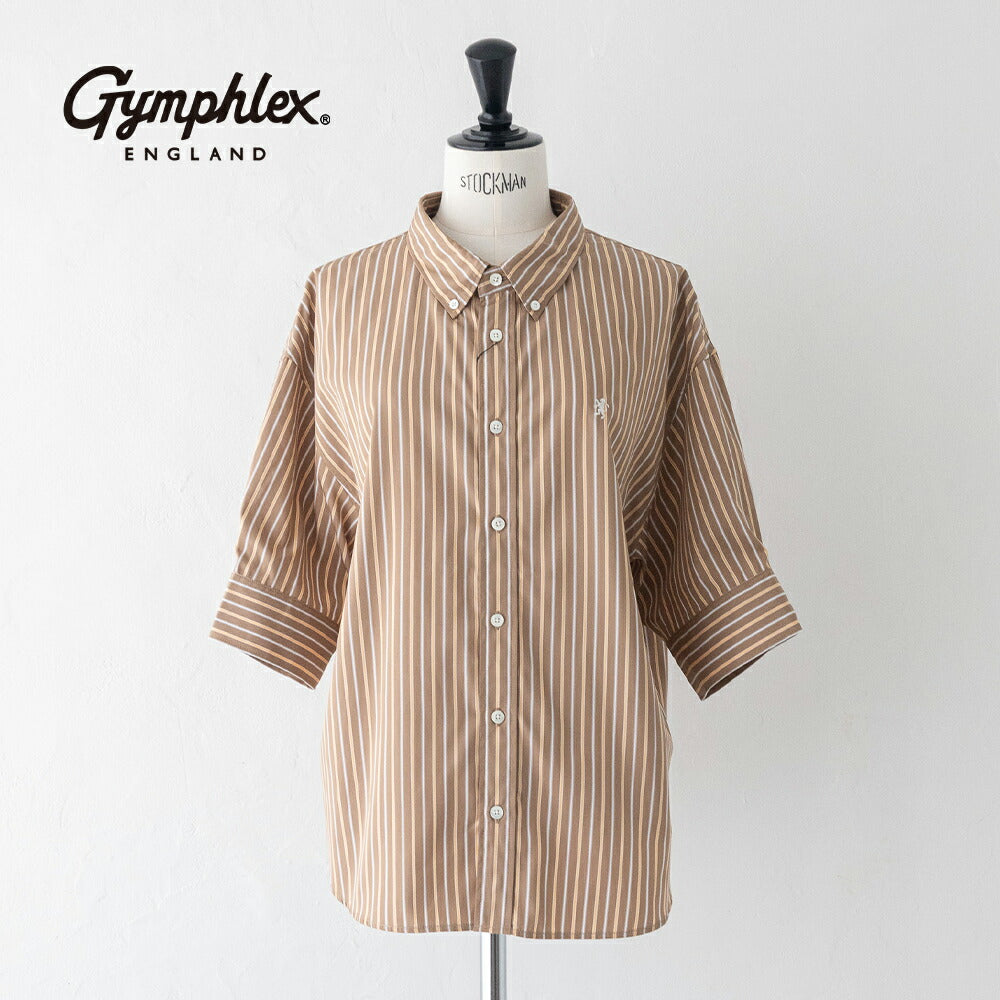 ジムフレックスコットンタイプライターストライプボタンダウンシャツ(GY-B0458ICT)50/1TYPEWRITERSTRIPESHORTSHIRTS/SGYMPHLEX(レディース)【2026春夏】*送料無料*【後払い決済不可】*