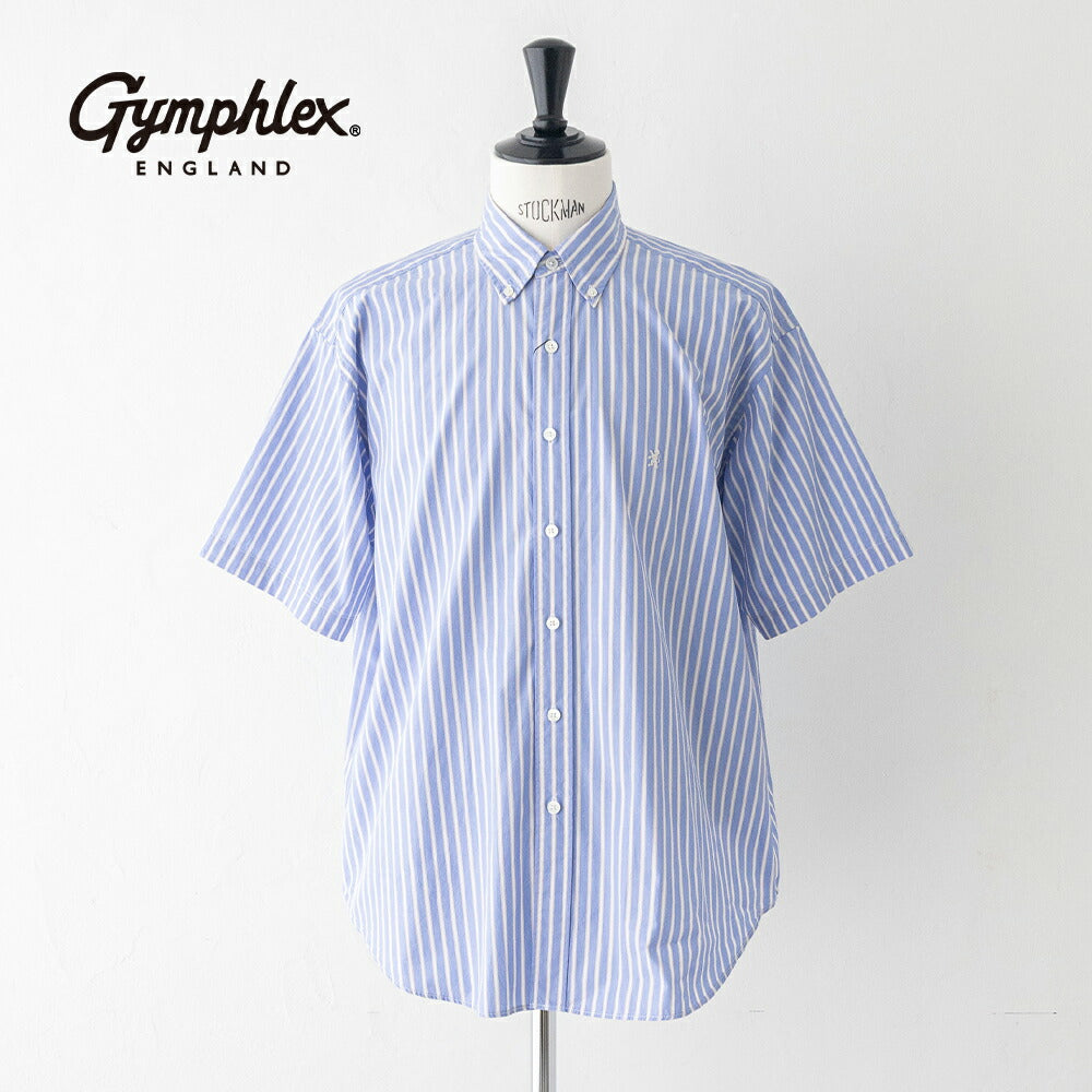 ジムフレックスコットンポプリンボタンダウン半袖シャツ(GY-B0248PSE)100/2STRIPEB.D.SHIRTS/SGYMPHLEX(メンズ)【2026春夏】*送料無料*【後払い決済不可】*