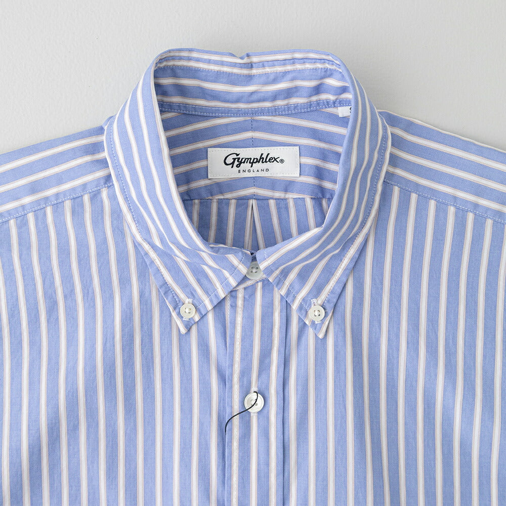 ジムフレックスコットンポプリンボタンダウン半袖シャツ(GY-B0248PSE)100/2STRIPEB.D.SHIRTS/SGYMPHLEX(メンズ)【2026春夏】*送料無料*【後払い決済不可】*