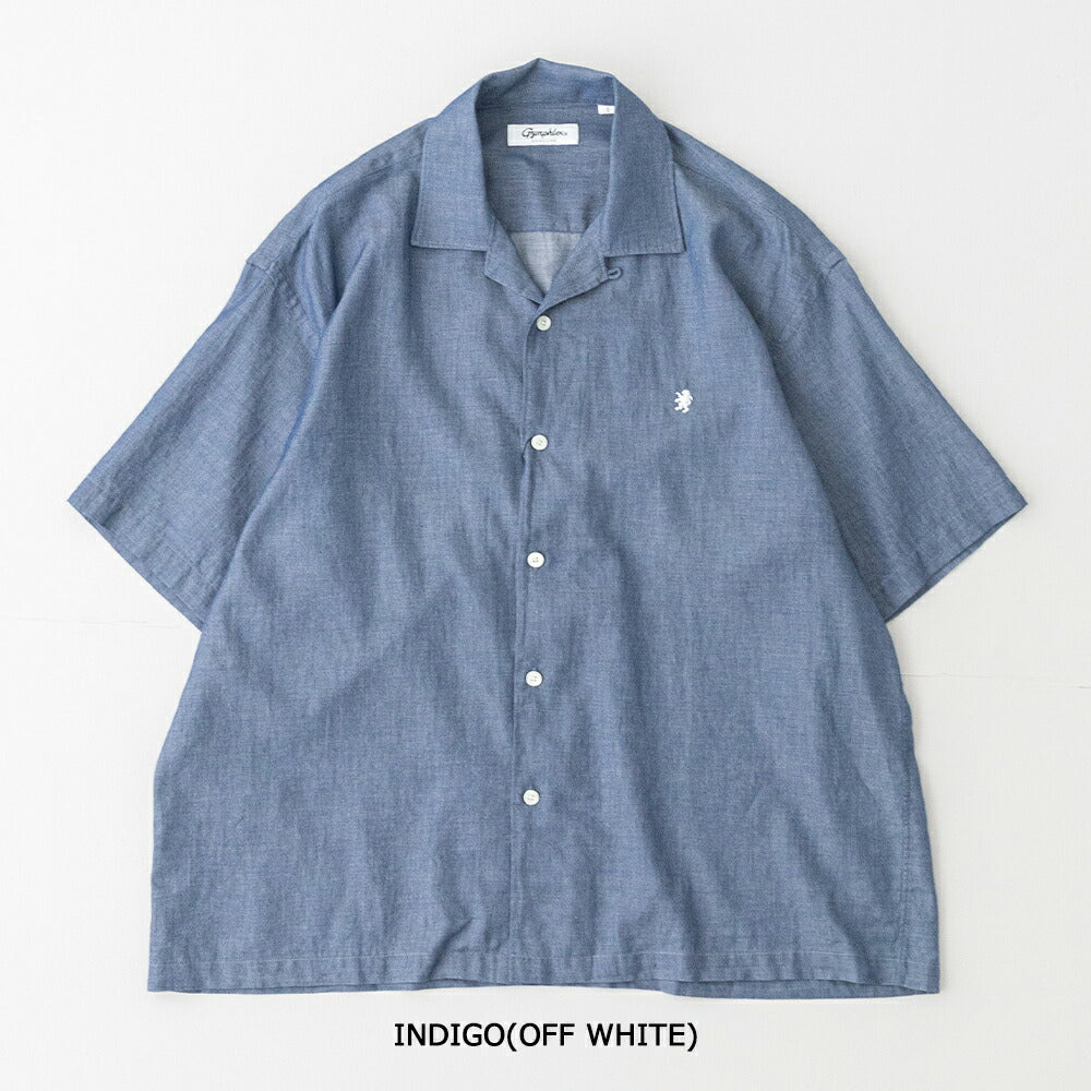 ジムフレックスシアーインディゴ半袖オープンカラーシャツ(GY-B0462AZK)SHEERINDIGOTWILLLAWNOPENCOLLARSHIRTS/SGYMPHLEX(メンズ)【2026春夏】*送料無料*【後払い決済不可】*