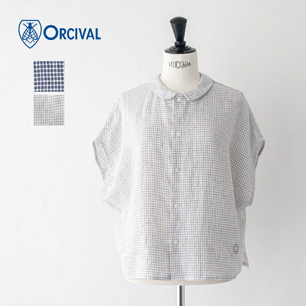 オーシバルリネンチェックスリーブレスシャツ(OR-B0360LCH)60/-LINENCHCKSLEEVELESSSHIRTORCIVAL(レディース)【2026春夏】*送料無料*【後払い決済不可】*