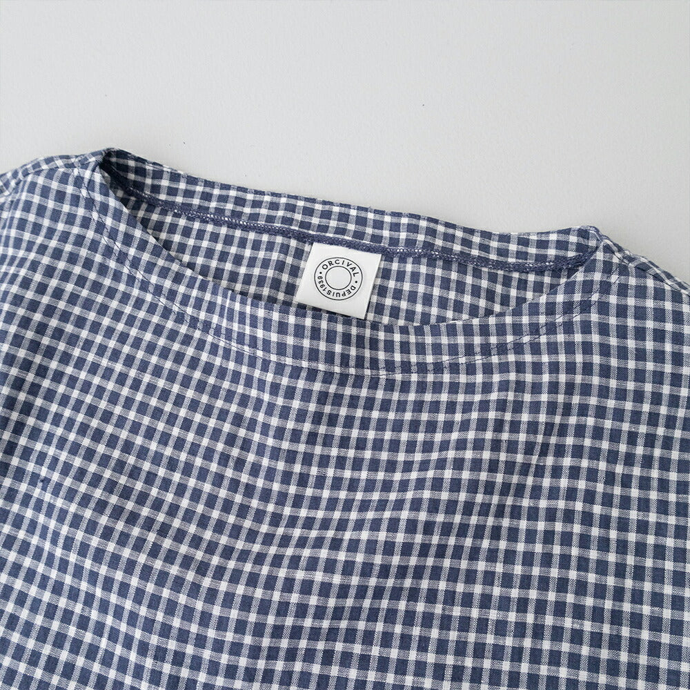オーシバルリネンチェックボートネックプルオーバー(OR-B0388LCH)60/-LINENCHCKBOATNECKPULLOVERORCIVAL(レディース)【2026春夏】*送料無料*【後払い決済不可】*