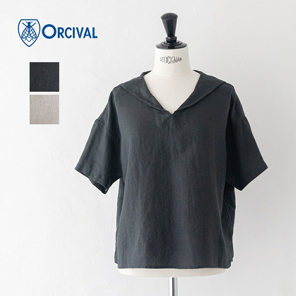 オーシバルリネン半袖セーラーシャツ(OR-B0389YLM)40sLINENCLOTHSHORTSLEEVESAILORORCIVAL(レディース)【2026春夏】*送料無料*【後払い決済不可】*